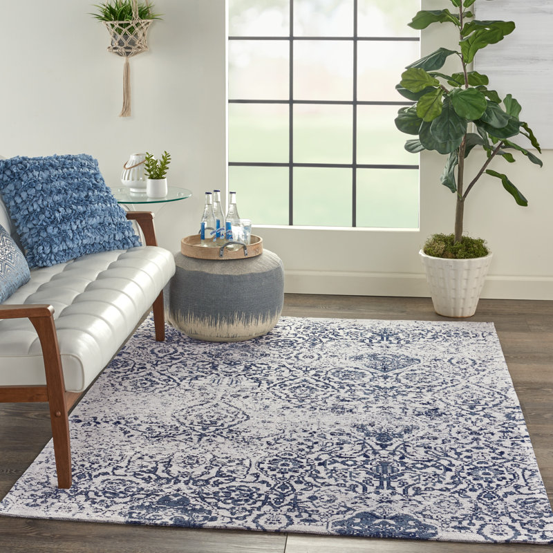 The Twillery Co.™ Orourke Abstract Ivory/Navy Blue Area Rug & Reviews